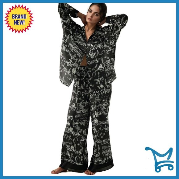 Satin Pajama Set Long Sleeve Button Down Lounge Wear Women's Sleepwear